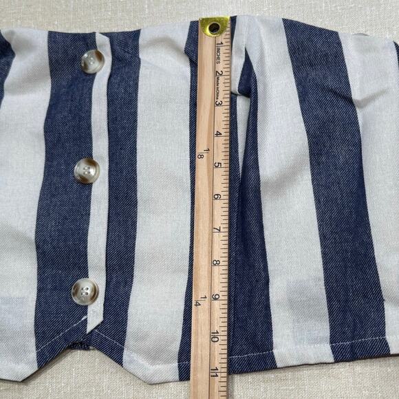 Anthropologie Flat White Strapless Button-Front Crop Top - Picture 7 of 8